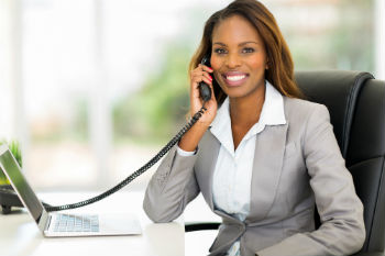 Smiling woman talking on the phone