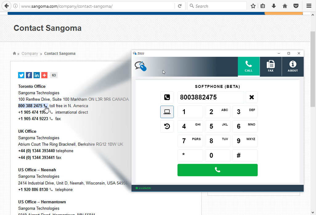 CRM Click to Call Screen